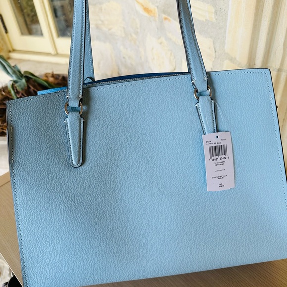 Coach Tatum large leather satchel sky blue NWT Authentic - Picture 9 of 10